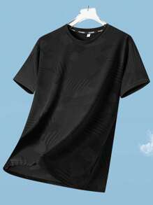 Lättviktig, snabbtorkande silke, kortärmad utomhus t-shirt för män - Svart - Visa 2