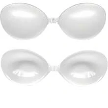 Transparent Silicone Chest Patch For Swimsuits+Apricot Colored Silicone Chest Patch, Bikinis, Push-Up, Invisible, Waterproof, Silicone Bra With Transparent Breast Pads, Small Chest Gathered, Silicone Waterproof, Thick, Swimming Swimsuit Straps, Dress Nipple Stickers