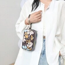 1pc Women's Clutch Wallet, Large Capacity 3-Zipper Handbag, Daily Makeup Pouch, Can Hold Keys & Coins - Multicolor - View 4