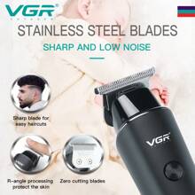 VGR Zero Cutting 男士可充电胡须修剪器理发器专业电动无绳理发器 V-933-黑色-无包装盒 - 黑色 - 查看 5