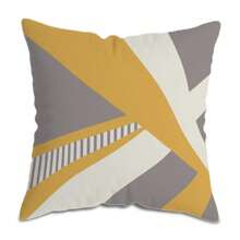 MEMNUN 1Pc Vibrant Boho Chic Throw Pillow Covers - Single-Side Printing Yellow And Gray Geometric Pattern Decorative Cushion Covers With Sofa, Bedroom, Office, Car, And Farmhouse Versatility - 17.7*17.7inch, No Pillow Cores Included