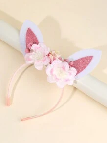 1pc Easter Bunny Ears Headband For Girls,Fabric Flowers Headband For Kids,Cute Hair Accessories For Kids Personalized Easter Gifts