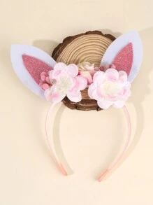 1pc Easter Bunny Ears Headband For Girls,Fabric Flowers Headband For Kids,Cute Hair Accessories For Kids Personalized Easter Gifts