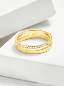 1 Pieza Anillo exquisito de una sola capa de esqueleto de plata esterlina 925 con rhinestones, joyería fina como regalo para mujeres