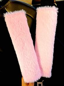 2pcs Winter Warm Short Plush Shoulder Protection, Warm And Anti Strangulation Seat Belt Protective Cover,Car Accessories Women - Pink - View 4