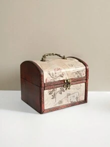 1 套/2 件复古方形皮革首饰收纳盒，手工木制带锁，勃艮第棕色，首饰收纳盒和家居装饰配件，适用于首饰收纳和返校礼物 - 紅棕色 - 查看 8