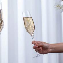优雅的仿珍珠装饰香槟杯 - 无铅玻璃，蚀刻图案，带柄，隔热，可重复使用，可手洗 - 非常适合家庭烘烤和冷藏饮料、情人节礼物、派对、生日装饰、户外、露营、父亲礼物
