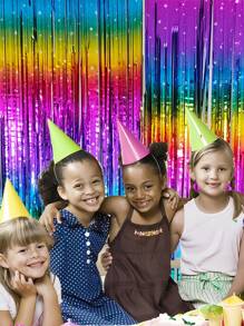 1PC/2PCS 1*2m Laser Rain Silk Curtains, Tassel Curtain, Background Decoration Curtains, Party Decoration Curtains Laser Metallic Glitter Plastic Tinsel Curtains Foil Fringe Shimmer Streamers Curtain Door Window Decoration For Party, Plastic Sequin Detail Tassel Curtain, Modern Metallic Foil Curtain For Party,