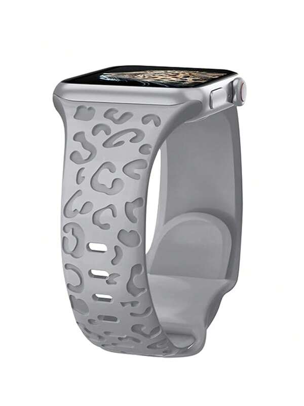 Unbeinst Pulseira de relógio de silicone macio esculpida com estampa de leopardo, compatível com Watch Ultra Series 10 9 8 7 SE 6 5 4 3 2 1