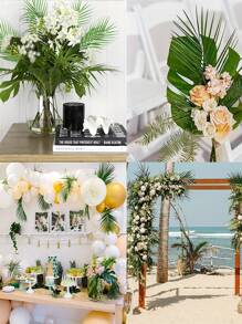 1/10/20/30pcs Artificial Plants, Artificial Green Leaves, Artificial Palm Leaves, Birthday Decorations, Centerpieces, Suitable For Palm Floral Arrangement, Hawaiian Party, Jungle Beach Theme Party, Anniversary Decor, Room Decor, Home Decor, Wall Decor, Bedroom Decor, Kitchen Decor, Gifts, Wedding Decor - Green - View 8