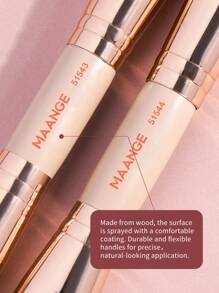 MAANGE 2Pcs Professional Facial Double Head Makeup Brush Set With Paper Box,Blush Brush Foundation Brush Contour Brush Concealer Brush,Makeup Brushes With Soft Fiber And Skin Friendly For Easy Carrying,Brush For Travel,Gifts For Women&Girls - 杏色 - 查看 7