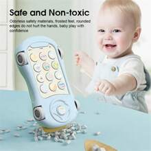 4 合 1 儿童电动音乐手机汽车玩具、投影手电筒、带音乐灯迷你投影仪的婴儿电话玩具、4 种模式学习幼儿婴儿舒缓汽车玩具 - 数字计数彩色动物声音有趣的智能手机、摇篮曲精细运动手部活动玩耍（蓝色）婴儿电话玩具电话音乐音响机投影仪老孩子礼物早期教育玩具 - 彩色 - 查看 5