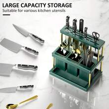 Kitchen Knife Holder Multi-Function Cutter And Cutlery Drainer Rack PP Space Saving Kitchen Utensil Organizer Rack New