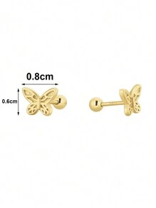 Artepollo 1 Pair 925 Sterling Silver Hypoallergenic Butterfly Children's Earrings, Spiral Earring Backs Won't Fall Off, Delicate & Cute, Gift Box Packaging, Gift For Kids, Young Girls, Friends Birthday - Gold - View 6