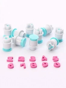 一套大小写英文字母、阿拉伯数字、糖霜蛋糕印刷模具、压花印章、字母、数字、饼干烘焙弹簧模具、家用厨房烘焙工具、蛋糕装饰 - 藍白色 - 查看 9