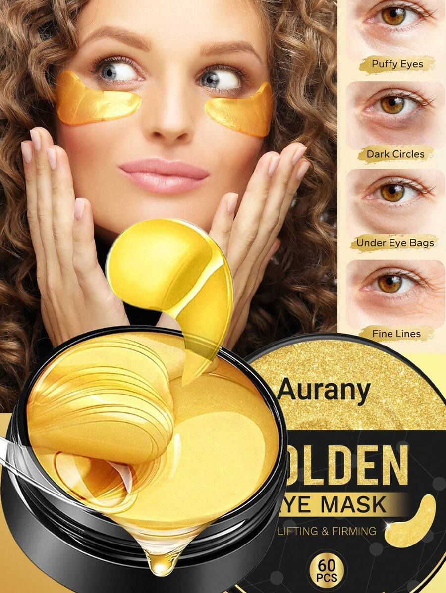 24k 黄金眼贴（60 片/盒）、眼膜、圣诞礼物、胶原蛋白护肤品、紧致保湿眼贴、强效保湿滋养眼贴，适合年轻人。 - 彩色 - 查看 1