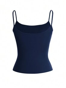 Y2K Style Bow Decor Camisole Tank Top, Versatile For Women In Summer, Suitable For Valentine's Day, Back To School, Casual & Home Wear - Navy Blue - View 4
