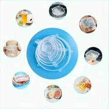 6 piezas Tapas de silicona reutilizables y extensibles, cubiertas de sellado hermético para tazones, latas y almacenamiento de cocina, fáciles de limpiar - Multicolor - Ver 5