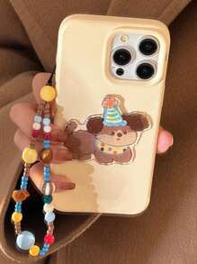 GUCADI 1 奶油黄蜡笔波浪狗贴纸 + 蓝黄串珠琥珀绳韩式波点3D立体小狗贴纸 Ins 风格全覆盖软壳带挂绳，2025 新年礼物兼容 Apple 16/15/14/13/12/11 系列手机壳 - 彩色 - 查看 7