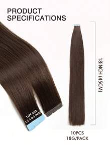 10pcs Mini Tape-In Hair Extensions, Human Hair, #2 Dark Brown, 14-22 Inches, Remy Human Hair, Invisible Tape-In Hair Extensions - S2 - View 7