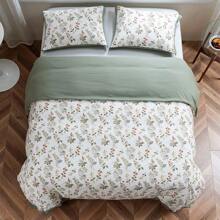 Botanical Duvet Cover Set 100% Microfiber Breathable Stylish Small Floral Pattern Ultra Soft Bedding Set Quilt Cover With Pillowcase - Green Floral - View 8