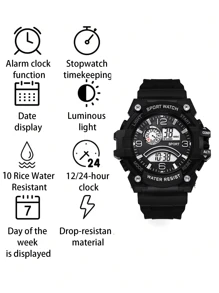 Night Light Date Day Timer Alarm Electronic Watch, Suitable For Both Men And Women