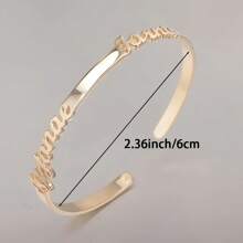 1PC A Variety Of Styles, Vintage Style 18K Gold Plated Stainless Steel Cufflink Bracelet With Personalized Name, No Mosaic, Simple Design, Everyday And Festive Wear, Ideal Christmas And Birthday Gifts For Family And Friends, The Best Gift For The Family, Perfect For All Occasions.