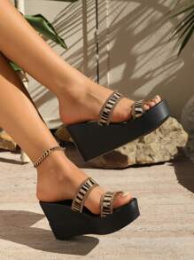 2024 Summer Fashion Versatile Waterproof Platform Slide Sandals For Women