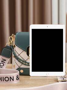 钻石图案手机包、女士单肩包、时尚迷你斜挎包、女士链条手提包和方形钱包 - 綠色 - 查看 3