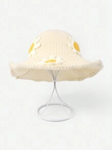 1pc Hand-Crocheted Women Sunflower Patchwork Colorful Bucket Hat, Cute & Sweet Style For Outdoor, Travel, Shopping, Party Wear - A - View 2