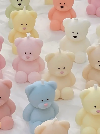 2 件 3D 坐姿熊香薰蜡烛硅胶模具，可爱熊蜡烛蜡硅胶模具，适用于树脂 DIY 动物蜡烛香薰手工模具，粘土工艺品适用于家庭婚礼派对装饰