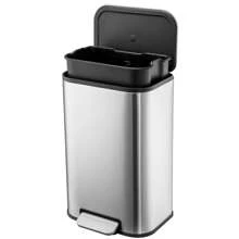 NANSTATA Trash Can 8 Gallon Stainless Steel Kitchen Trash Can, 30 Liter Garbage Can, Step On Rectangular Trash Can With Lid Foot Pedal & Inner Bucket For Kitchen Home Office Living Room - Silver - View 6