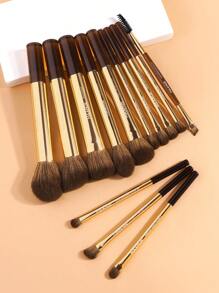 MAANGE 13Pcs Professional Soft Long Tube Makeup Brush Set,Powder Brush Contour Brush Blush Brush Foundation Brush Highlight Brush Eyeshadow Brush Shadow Brush Concealer Brush Blending Brush Eyebrow&Eyelash Brush,Makeup Tools With Soft Fiber For Easy To Carrying,Set For Travel,Gift For Women&Girls - 金色 - 查看 2