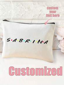 个性化名字化妆包，朋友主题，生日礼物，新娘送礼会礼物，单身派对礼物，准新娘礼物，婚礼礼物，订婚礼物，伴娘礼物，化妆包，旅行洗漱包，化妆袋，送给她的生日礼物，母亲节礼物，拉链零食袋，铅笔盒，结婚礼物 - 白色 - 查看 2