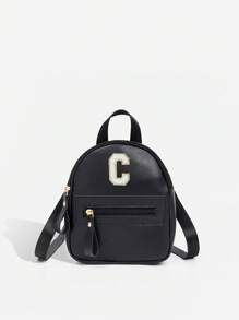 1 件女孩经典背包，带 26 个 A-Z 字母，单肩包，心形钱包，可调节肩带，情人节礼物的理想选择，适合日常、户外、学校、旅行、徒步旅行、便携，很棒的礼物选择 - 黑色 - 查看 43