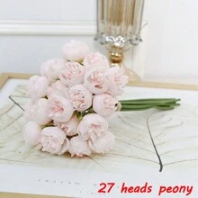 Set de 9 piezas de ramos de peonía artificial, ramo de 27 cabezas de flores artificiales, adecuado para bodas, fiestas, decoración del hogar, fiestas de vacaciones, ramo de rosas artificiales para el Día de los Enamorados - Flores de peonía y camelia artificiales de plástico para decoración del hogar, sala de estar, boda, fiesta, Día del Padre, Día de la Madre, graduación, centros de mesa, accesorios de fotografía y arreglos florales de novia para bodas