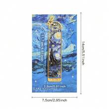 1pc Metal Hollow Bookmarks Clip ,Golden Hollow Bulk Bookmark Van Gogh Oil Painting Theme Book Mark Bookmarks Art Aesthetic Window Shapes Back To School For Book Lovers Writers Readers Reading School & Office Work - one-size - View 3