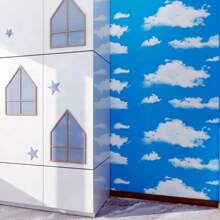 1卷自粘墙纸，带有蓝天和白云图案 PVC 17.7inX39.3/118.1/196.8/防水防污可拆卸易于安装客厅卧室宿舍天花板壁纸 DIY 家居装饰家具翻新美学贴纸礼物生日毕业房间装饰墙面装饰浴室装饰卧室装饰房间装饰物品客厅装饰房屋装饰家居装饰客厅墙纸墙贴墙贴