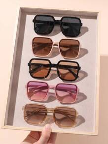 5pcs Teenage Fashion Square Fashion Glasses, Versatile Classic Simple Style - Multicolor - View 4