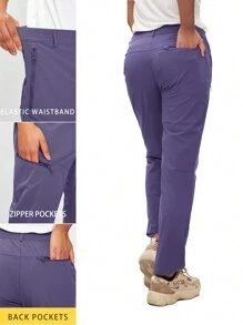 TECTOP Women Hiking Pants Lightweight Water Resistant Elastic Waist Cargo Pants With 5pcs Zipper Pockets Spring And Summer - 紫色 - 查看 2