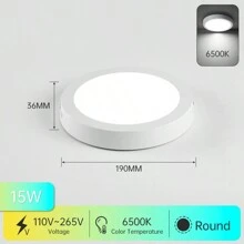 CANMEIJIA 1pc LED Ceiling Light, Cool White, Flat Panel Lamp For Home Lighting, Suitable For Living Room/Bedroom/Kitchen/Balcony/Dining Room/Hallway/Stairway/Attic, Choose Appropriate Size Based On Usage Needs, 10W/15W/20W/30W White Frame, 110V-220V - LED Panel Ceiling Light - View 16