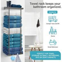 Bathroom Towel Storage Black Towel Holder Bathroom Decor Aesthetic Towel Racks For Bathroom Bath Towel Storage - Màu xám - B - Xem 7