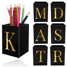 Suporte de Lápis e Caneta de Acrílico, Barril de Pincel Multifuncional, Recipiente Criativo para Canetas, Recipiente de Armazenamento Cosmético de Mesa, Organizador de Maquiagem, Suprimentos para Escritório, Escola e Casa, Padrão de 26 Letras Iniciais, Organizador de Mesa, Estojo de Lápis, Porta-Canetas, Estojo de Lápis Peludo, Estojo de Lápis Fofo, Organizador de Mesa de Escritório, Material, Organizador de Marcadores