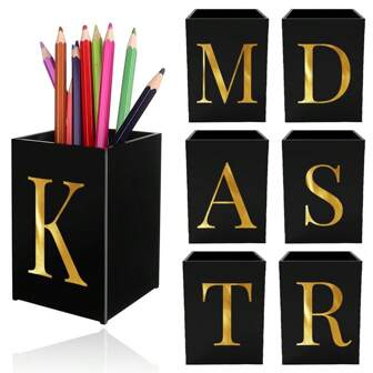 亚克力铅笔笔筒多功能刷杆创意笔筒桌面化妆品收纳盒化妆品整理器办公学校家居用品圣诞节和感恩节礼物首字母26字母图案