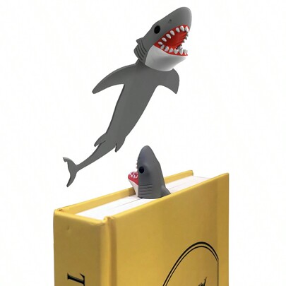 1PC Creative 3D Megalodon Book Clip - Fun Shark Bookmark For Students, Unique Back-To-School Stationery Gift ﻿,School Supplies,Back To School