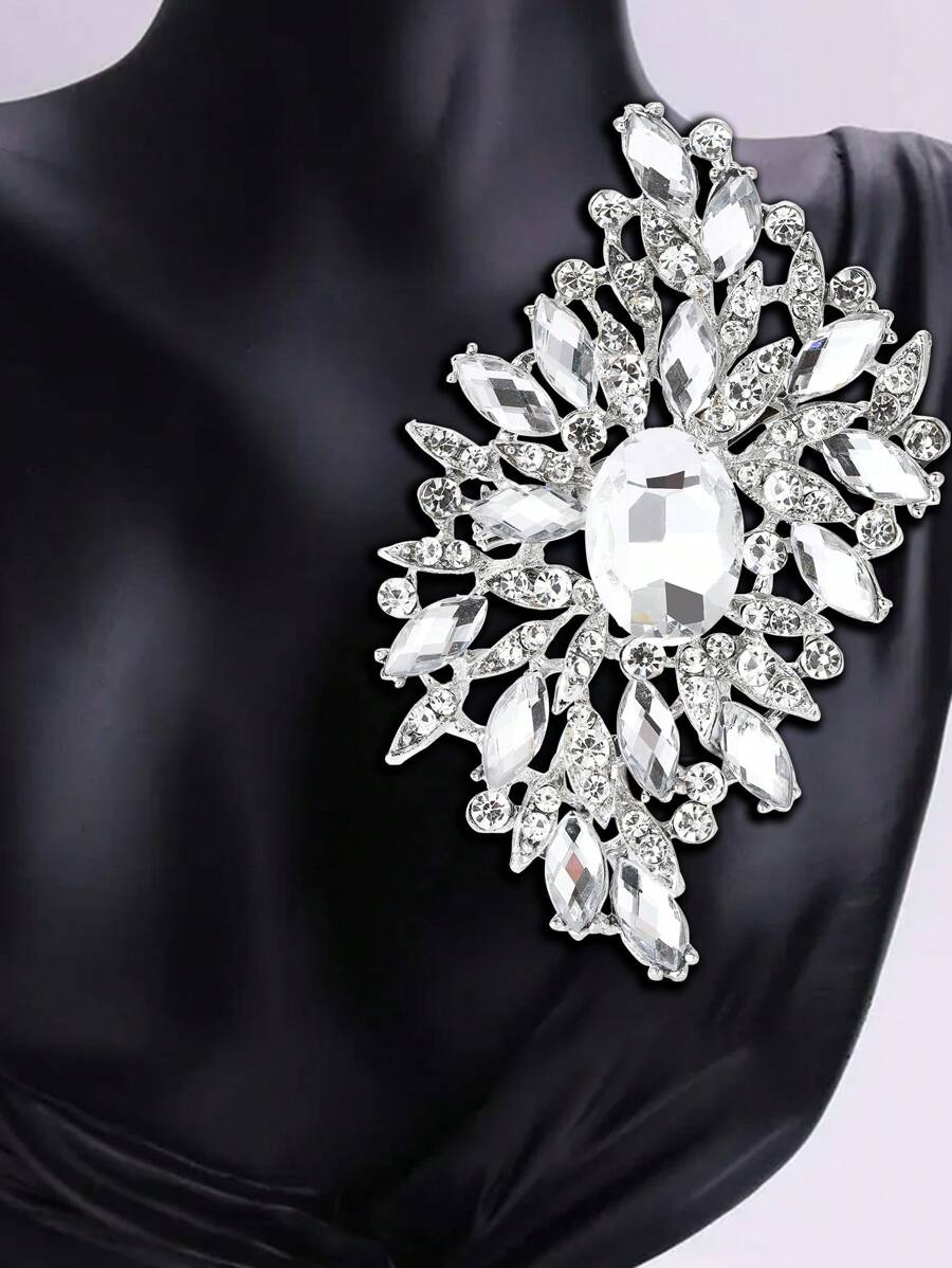 Large Crystal Brooch For Women Leaf Pin Party Banquet Jewelry Gift Dress Skirt Accessories - Large Crystal Flower Brooch - View 1
