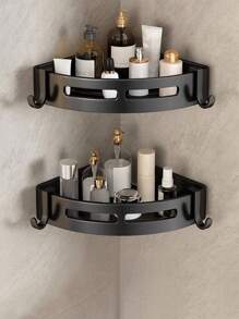 1 pieza Estantería de pared de baño de acero inoxidable (diseño de ganchos aleatorios) - Multicolor - Ver 3