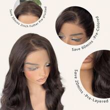 13x4 Synthetic Lace Front Wig, Wavy Curly Lace Front Wig, Pre-Plucked, No Glue Needed, 26 Inches, Instant Wear Wig For Women, Suitable For Beginners - Dark Brown - View 5