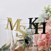 1 件个性化亚克力标志首字母婚礼标签饮料玻璃吊坠香槟饰品蛋糕装饰餐盘装饰婚礼姓名标签 - 彩色 - 查看 2
