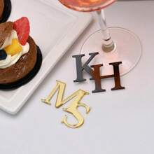 1 件个性化亚克力标志首字母婚礼标签饮料玻璃吊坠香槟饰品蛋糕装饰餐盘装饰婚礼姓名标签 - 彩色 - 查看 4